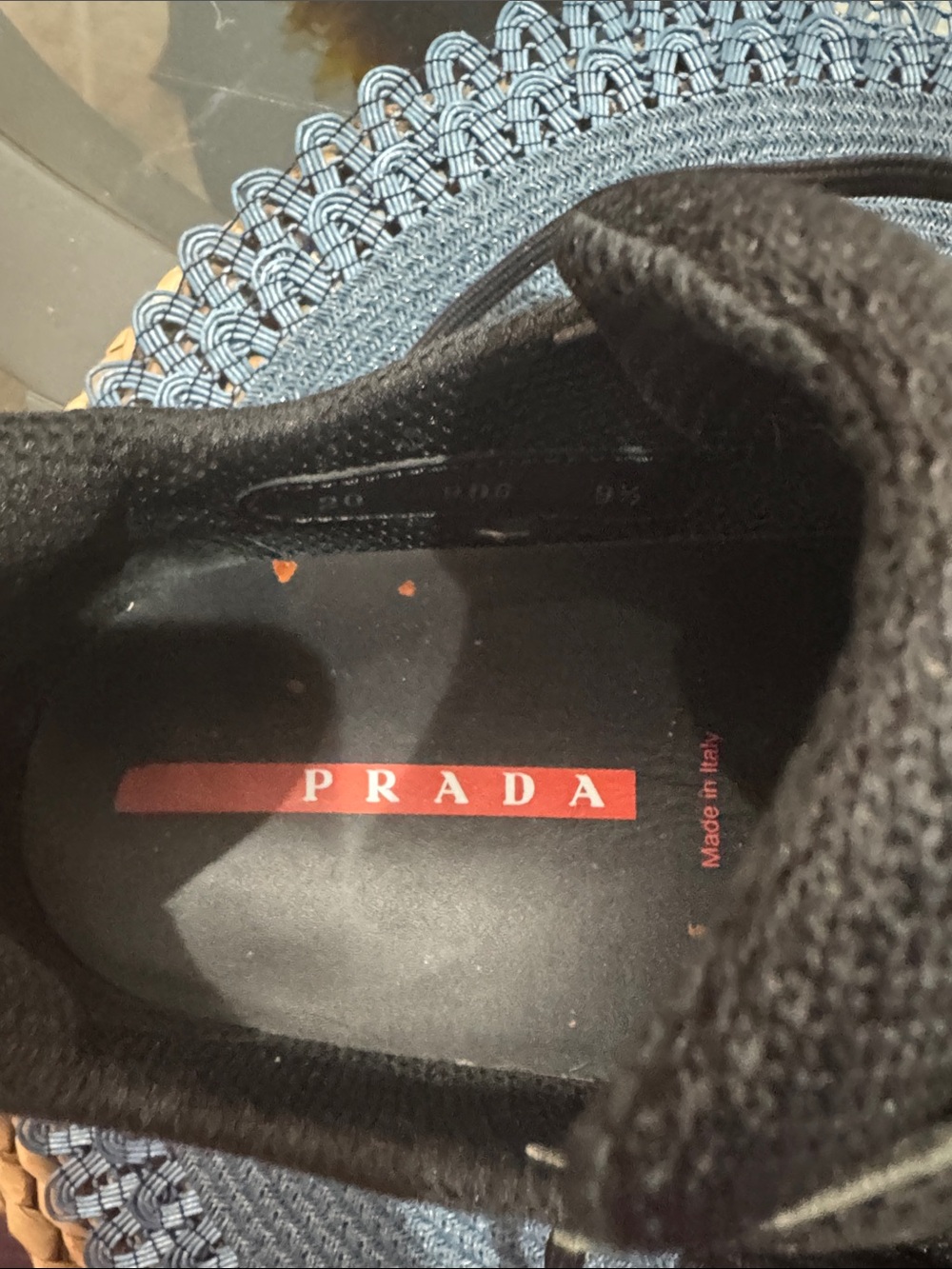 Prada Black Men's Athletic Lace-Up Sneakers with Subtle Red Insole Detail - Picture 6 of 7